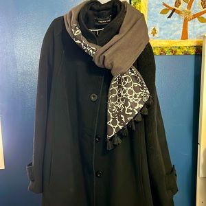 Jones New York Classic Black Car Coat - Wool & Alpaca